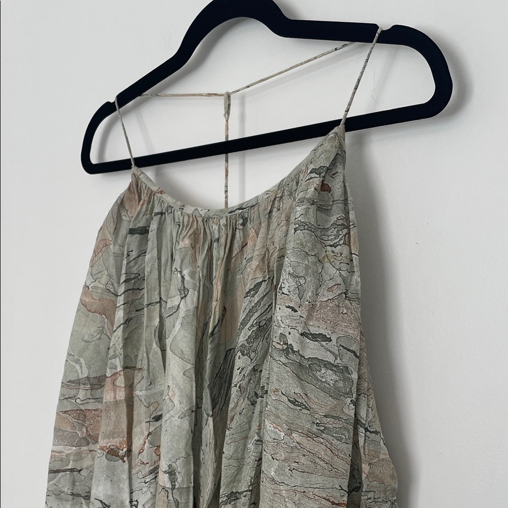 Nicholas K Flowy Marble-Print 100% Cotton Maxi Dress Open Back size Small - Picture 3 of 10